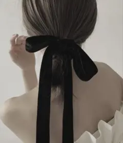 【新品】ベロア　リボン　ブラック