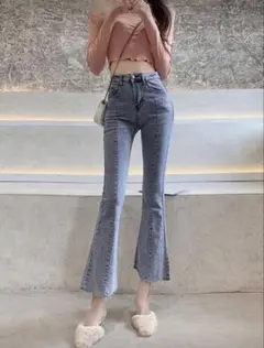 SHEIN フレアデニムパンツ M ブルー