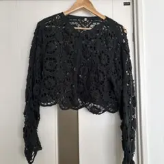 【新品】coca クロシェ編みカーディガン　グリーン