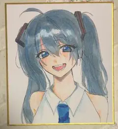 初音ミク 手描きイラスト ファンアート 色紙