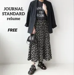 ジャーナルスタンダード マジョリカ プリーツ ロング スカート 黒 花柄