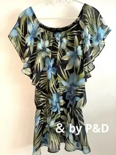 38 M《used》＆ by P&D 花柄 半袖 チュニック シフォンのサムネイル