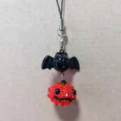 ハロウィンストラップ②　コウモリ　かぼちゃ