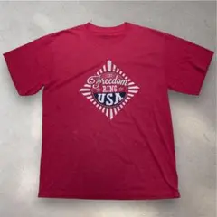 【海外古着】USAプリント半袖Tシャツ 赤 Mサイズ