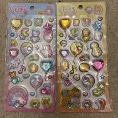 正規品　ぷくキラballoonステッカー　まじかるみゅーちゃんなっとうちゃん