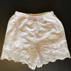 ピンクと白のストライプ レースショートパンツ 95cm以下用