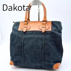 人気 Dakota ダコタ デニム トートバッグ レザー インディゴ キャメルのサムネイル