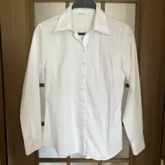 【美品】PERSON'S 長袖シャツ　ブラウス　ホワイト　7号 スキッパーのサムネイル