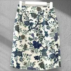 イェッカヴェッカ 花柄 タイトスカートひざ丈 日本製 美品 バックスリット