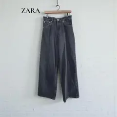 ＊★ザラ デニムパンツ【36】ワイドパンツ ハイウエスト コットン d756