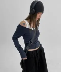 BLACKUP [MADE] フラッシュ SET - 長袖Tシャツ オフショル