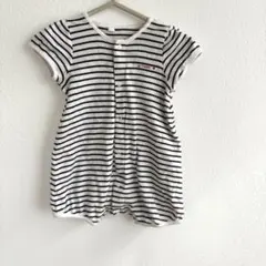 プチバトー　半袖ストライプロンパース　60cm