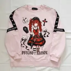 完売品 寝田ルネ×PSYCHO NATION サイコネーショントレーナー ピンクのサムネイル