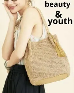 BEAUTY&YOUTH 　タッセル　トートバッグ　ゴールド　金色のサムネイル