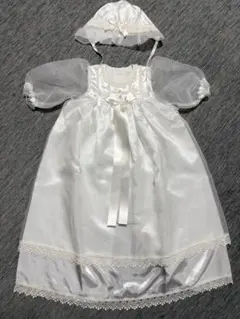 【美品】ベビー セレモニードレス 50-70 白 レース 退院着 お宮参り 女