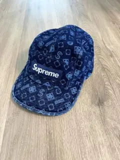 Supreme Flocked Denim Camp Cap 