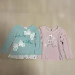 水色とピンクの薄手の長袖カットソー2枚セット　110