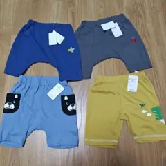 ①　新品　90　男の子　パンツ　ハーフパンツ　半ズボン　４枚セット　保育園　恐竜