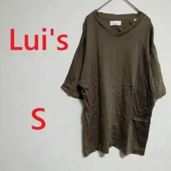 ルイス Lui's Vネック Tシャツ カットソー S カーキ 日本製 五分袖のサムネイル
