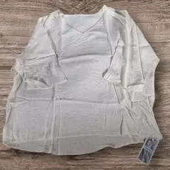 ❤️​【2XL】ゆったりリネン混Vネックブラウス 淡色大人カジュアル