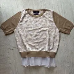 Lois CRAYON 半袖ニット トップス ベージュ 日本製　Mサイズ