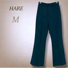 ハレ フレアパンツ 美脚シルエット センタープレス ボトムス ストレッチ M