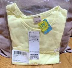 プティマイン UVカット長袖カーディガン　綿100% イエロー120