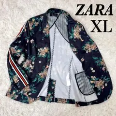 【激レア】ZARA タイガー 虎 総柄 ライン テーラードジャケット XL