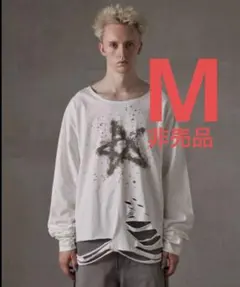 【GRANCY】 ラインストーンデザイングラフィックダメージロンT Mサイズ