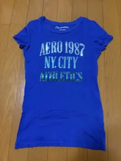 Aeropostale スパンコールロゴTシャツ ブルー XS