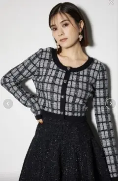 rienda 2wayチェックニットカーデ