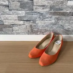 ⭕️neue diffusion オレンジ　パンプス　ヒール　日本製　23.5のサムネイル