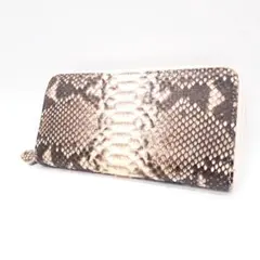 ダイヤモンドパイソン 財布 長財布 本革 ラウンドファスナー 白 ホワイト