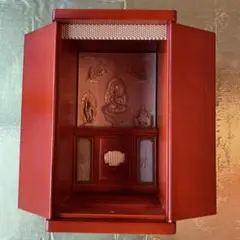 谷口康隆作 珊瑚 置物 文殊菩薩像 厨子 共箱 珊瑚彫刻 工芸品 百貨店