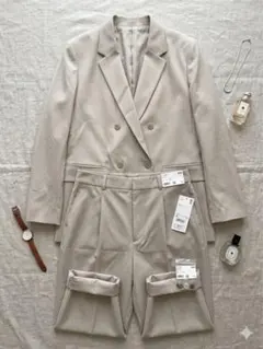 【極美品】XL UNIQLO ダブルジャケット＆タックワイドパンツ セットアップ