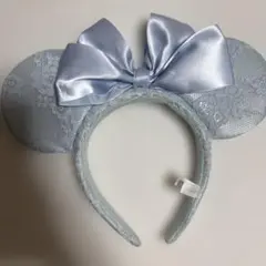 【ディズニーリゾート】水色レースリボンカチューシャ