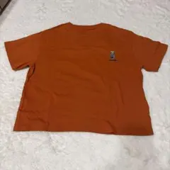 テディベア刺繍 半袖Tシャツ オレンジ フリーサイズ