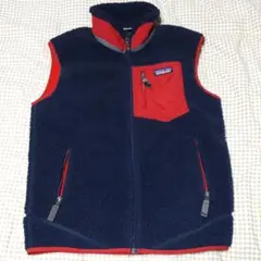 美品　patagonia　レトロX　フリースベスト　ネイビー×レッド