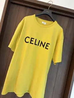 CELINE セリーヌ ロゴ Tシャツ イエロー Lサイズ
