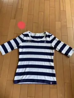 ルコック　ネイビー＆ホワイトの七分袖カットソー
