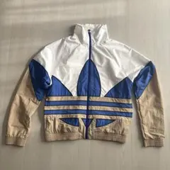 adidas ナイロンジャケット ホワイト/ブルー/ベージュ