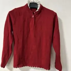 日本製赤い長袖ニットセーター