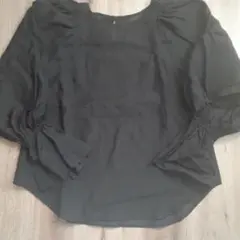 レイカズン　シアー長袖ブラウス　パフスリーブ　黒　F