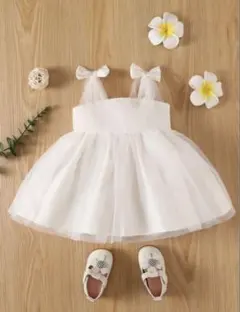 SHEIN アイボリー　ドレス　バースデー　フォト　70-80cm