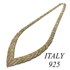 ITALY 925 V字 ヴィンテージ ネックレス 編み込み デザインネックレス 