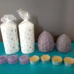 未使用品　星柄キャンドル2本&松ぼっくり型2個　 　他