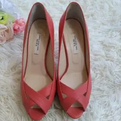 VII Ⅻ ⅩⅩⅩ　オープントゥピンヒールパンプス　サーモンピンク　22cm