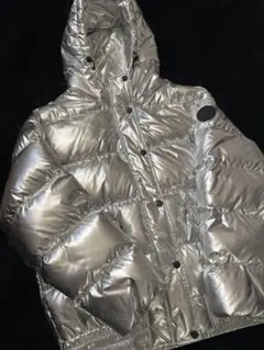 GAP シルバー フード付きダウンジャケット 光沢 ダウン