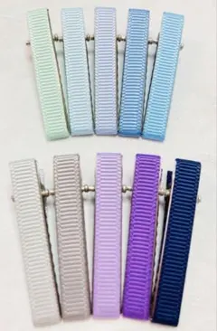 やっとこピン 40mm ベビーヘアクリップ ヘアピン ブルー系10本セット