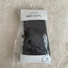 【新品】プティマイン　BABYメニーリボンタイツ　黒　チャコール　70
